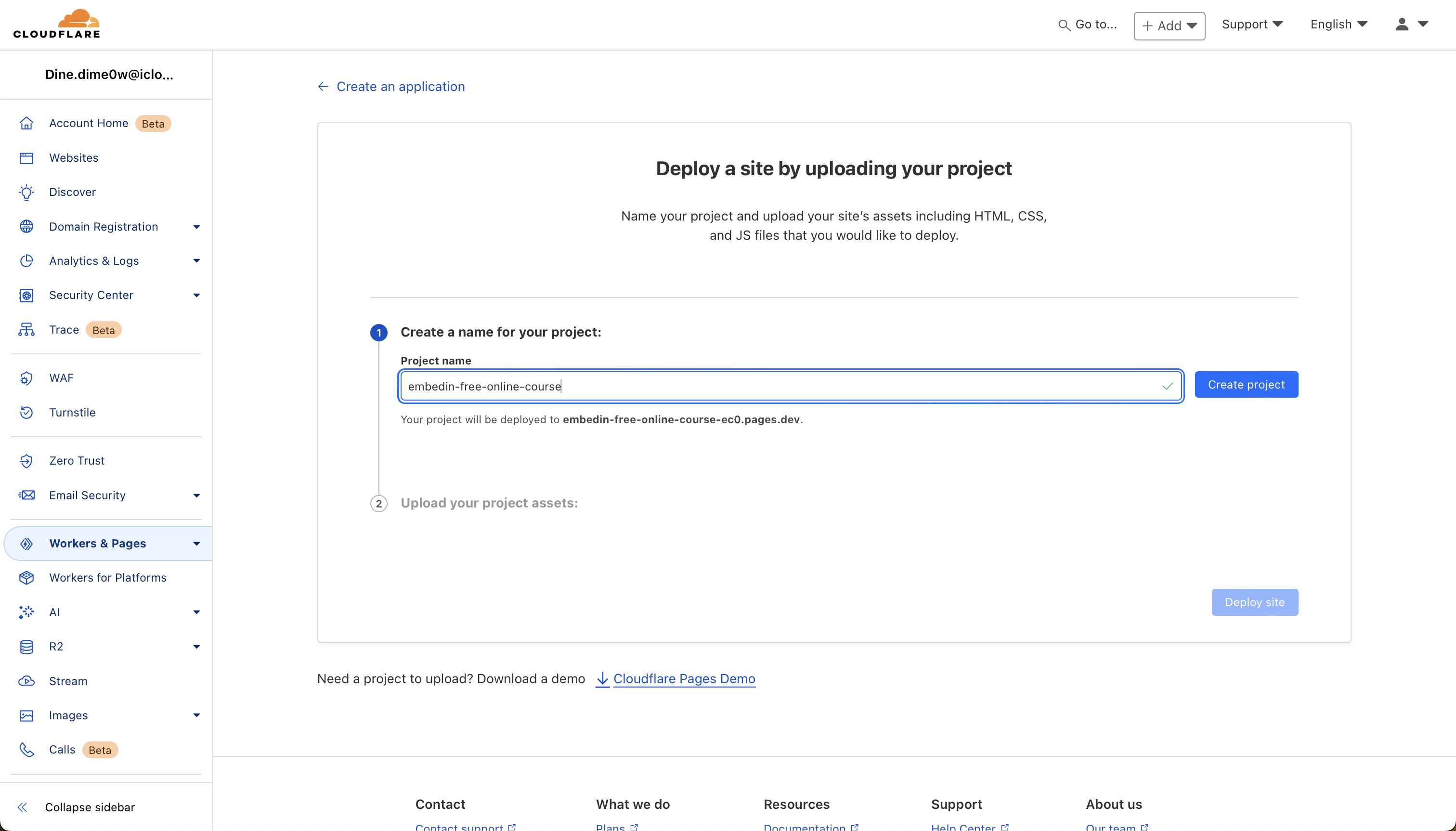Upload your index.html with the folder to Cloudflare Pages