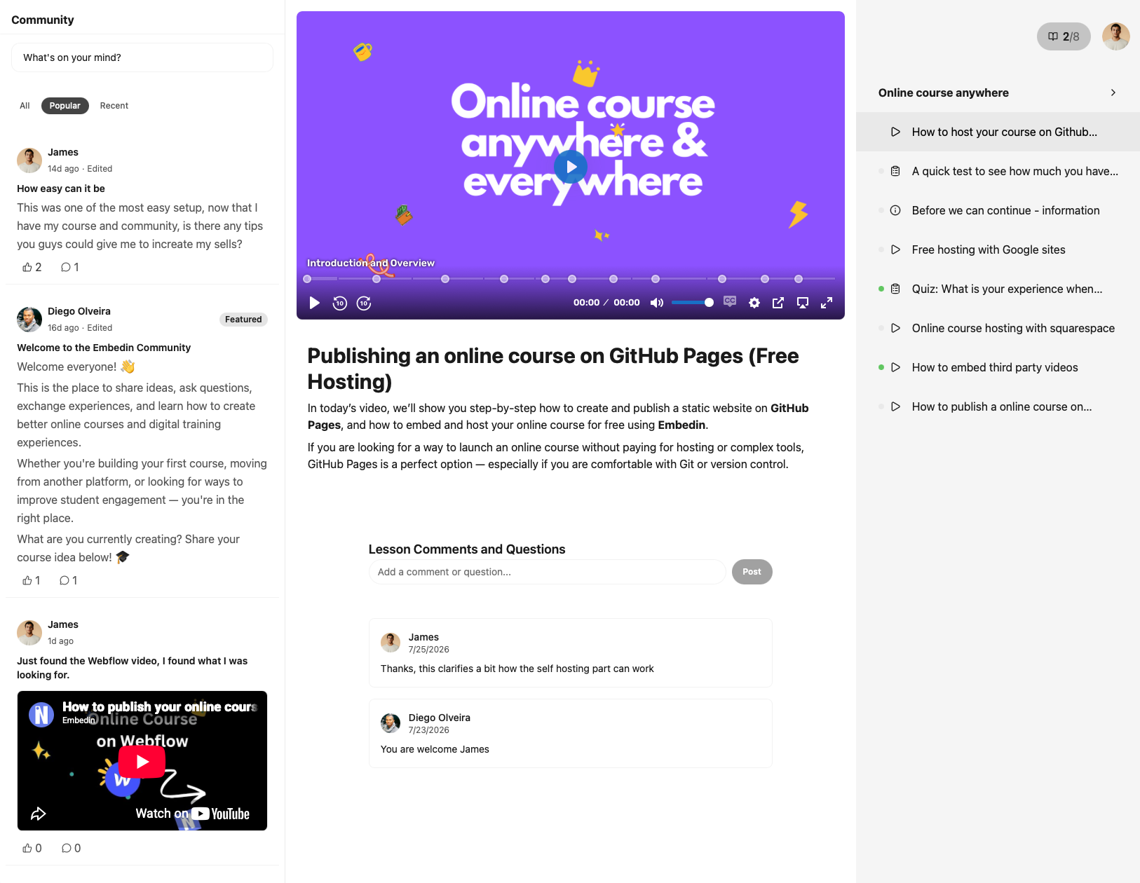 Light theme course and community experience